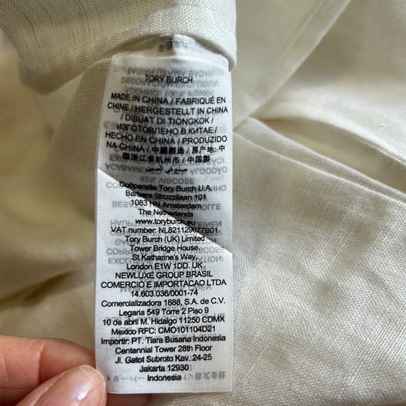 Tory Burch Short Tunic Linen Swim Cover Up White Orange Relaxed Fit Mini Sz S - Picture 11 of 12